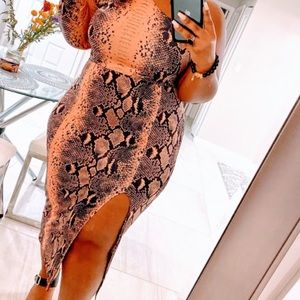 One shoulder snake skin dress